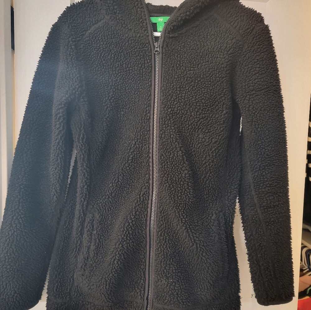 Womens Small Black Dip Zip up Hooded Sweatshirt
